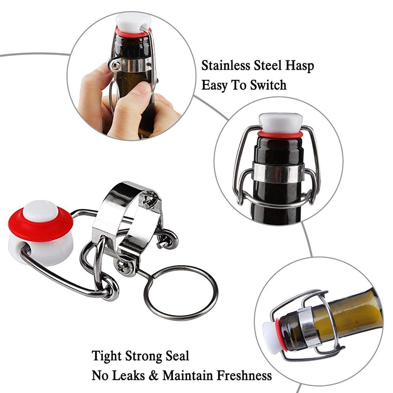 12 PCS Swing Top Fles Caps Flip Top Bierfles Cap Vervanging Swing Cap Met 12 PCS Pakkingen Voor Rode wijn Stijl Bierfles