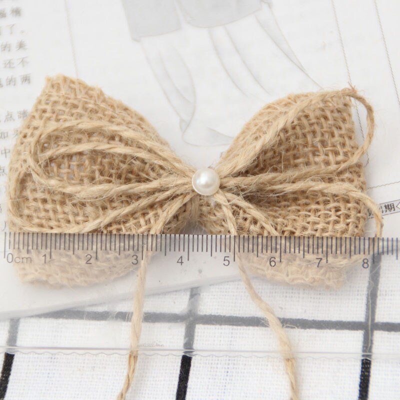 5 stuks/pak strik eenvoudige linnen strik kerststrik decoratie voor thuis bruiloft decoraties doe-het-zelf strik knutselen decoratie