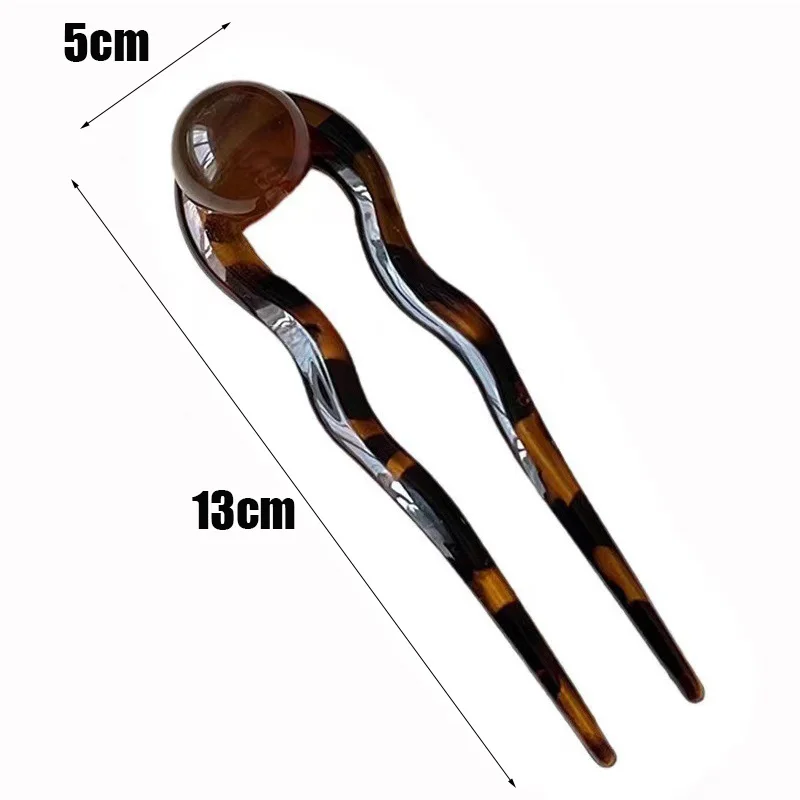 Horquilla de color en forma de U para mujer y niña, horquilla para el pelo, Material acrílico, accesorios para la cabeza, joyería Retro