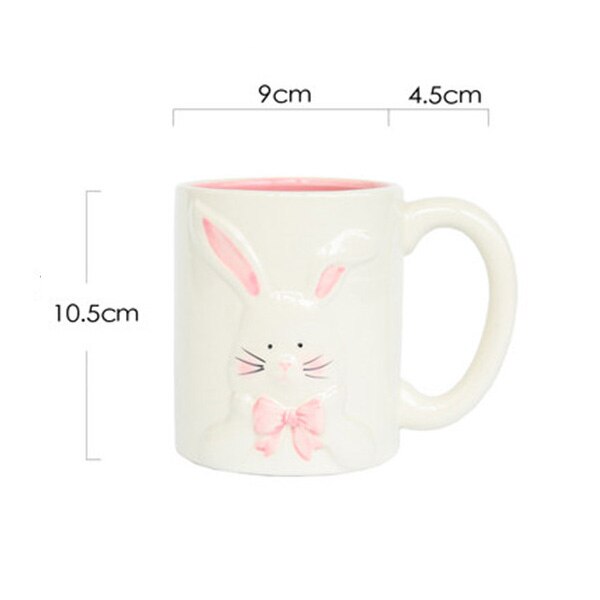 Söt kanin keramisk kaffemugg frukost kaffe mjölk te koppar stor kapacitet drinkware hemmakontor älskare par: Default Title