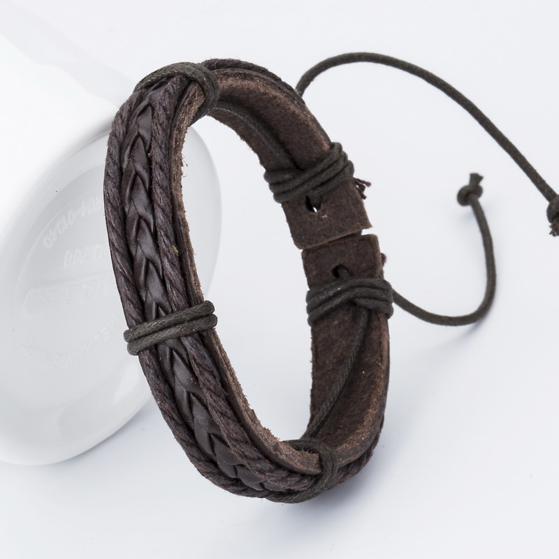 Armbänder Neue Charme Leder Armband männer Armbänder Beliebte Jungen DIY Verband Strang Handgemachte Webart Armbänder!: Brown1104