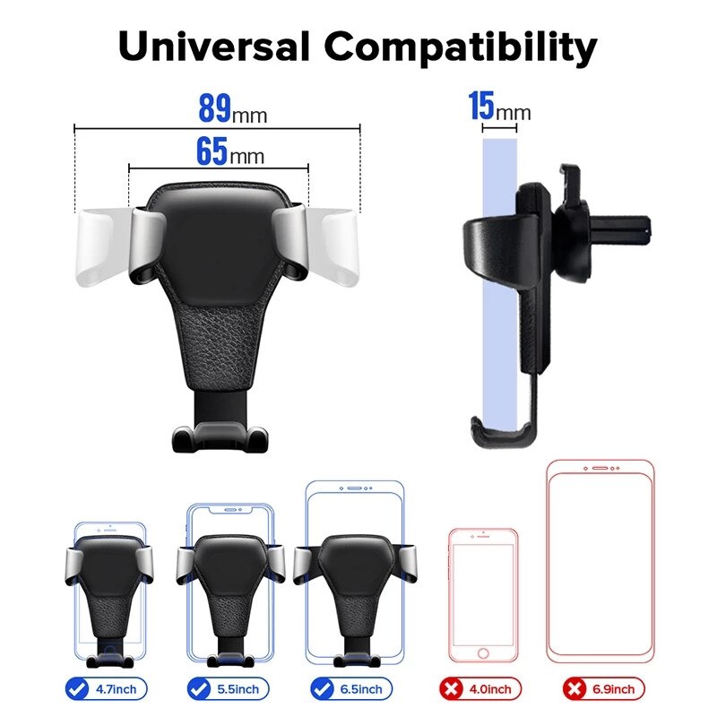 Soporte Universal de gravedad para teléfono móvil, Clip de ventilación de coche, para iPhone y Samsung