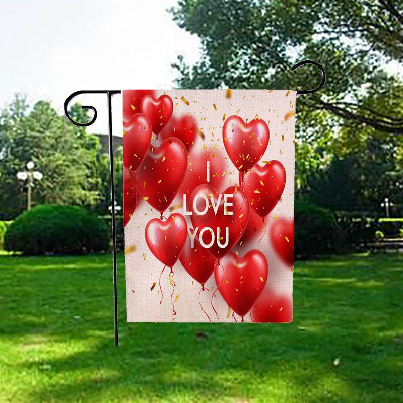 San Valentín Bienvenido jardín bandera hogar jardín corazones decorativos amor banderas 12,5X18 pulgadas