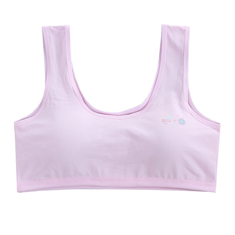 Top de algodón para chica joven, ropa interior para chico, deporte, entrenamiento inalámbrico, pubertad, sostén talla grande: Rosa