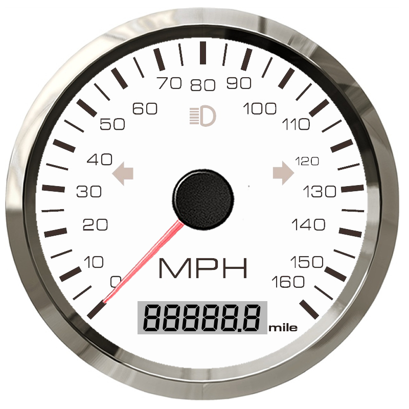 Velocímetro GPS impermeable para motocicleta, velocímetro de 85mm, 125/200 km/h, 160mph, para nieve, ATV, UTV, kilometraje Total ajustable, 12V, 24V, coche marino: 160M-WS