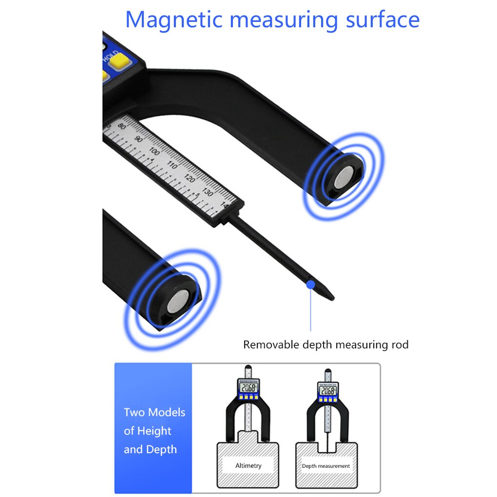 Digital depth gauge LCD height gauge calibrators with magnetic feet for router tables woodworking measuring tools