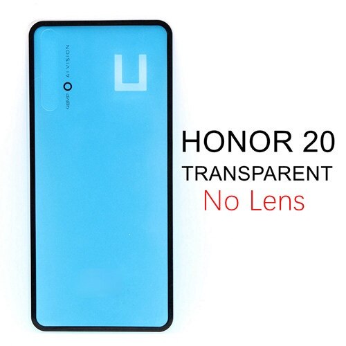 Back Glass Cover Voor Huawei Honor 20 Batterij Cover Achterdeur Behuizing Case Window Back Panel Voor Honor 20 Pro batterij Cover: 20-Transparent