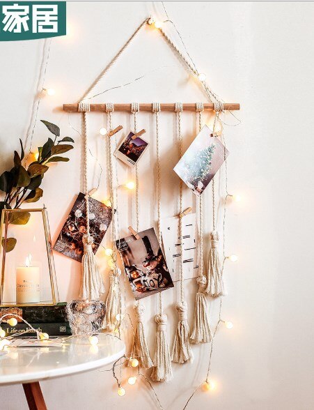 Boho Kwasten Muur Art Decor En Foto Display Houder Voor Woonkamer Slaapkamer Macrame Muur Opknoping Geweven Tapijt