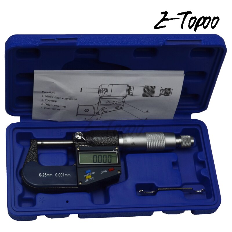 Digital Micrometer 0-25mm 0.001mm Metric/Inch Electronic Outside Micrometro Carbide Tip