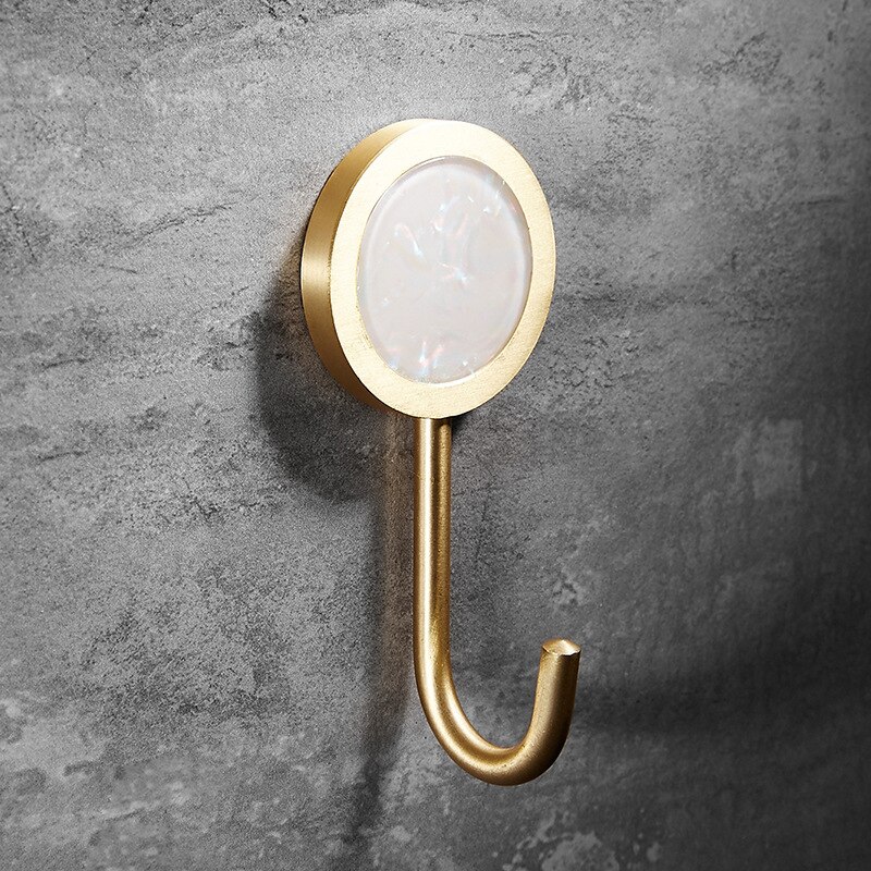 Self Stick Gold Brass Shell Decorative Wall Hooks Towel Rack Coat Hook Bath Jewelry Key Hangers Hallway Wall Clothes Bags Hook: A089-4