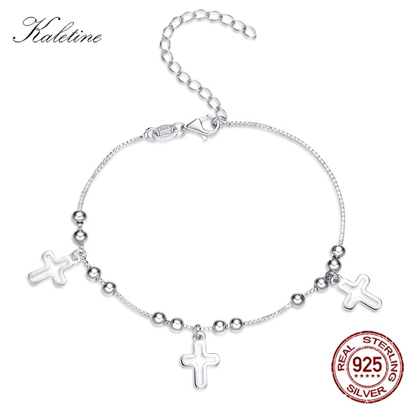 Klaetine Charm Armbanden Voor Vrouwen Met Kruis Hanger Verstelbare 925 Sterling Zilveren Armband & Armband Christian Mannen Armband