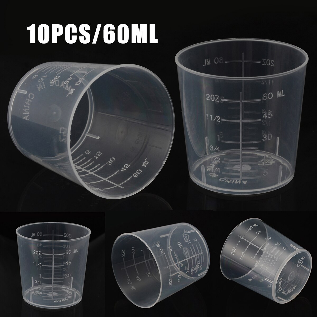 10 Stuks Plastic Digitale Maatbeker 60Ml Schaal Maatregel Clear Cup Vloeibare Container Maatbeker Voor Keuken Koken Gereedschap