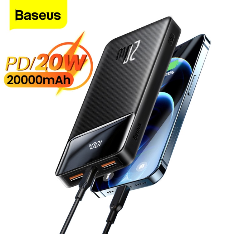 Baseus-Batería Externa de carga rápida para teléfono, Powerbank de 20000mAh, PD, 20W, para iPhone 12 y Xiaomi