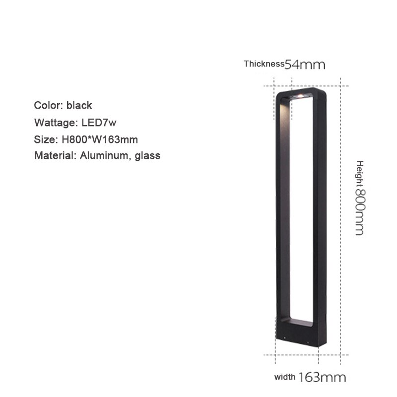 Luces LED para jardín, lámpara para césped IP65, resistente al agua, 7W, luz de pilar de aluminio moderna, patio exterior, villa, paisaje, césped, lámpara de bolardo: Negro / RGB