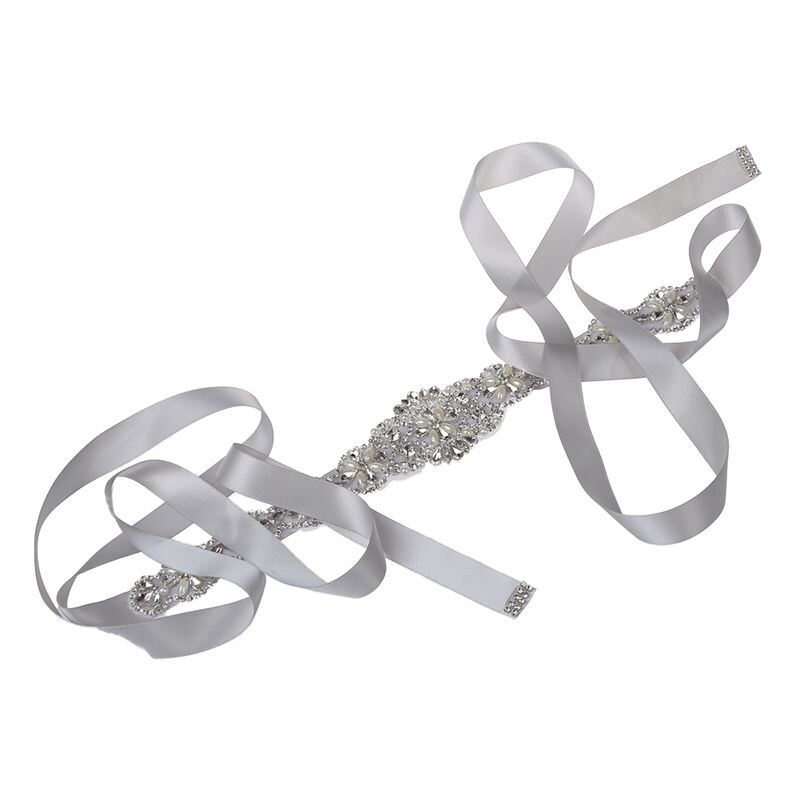 Bruidsriemen met strass steentjes voor dames, bruidsriemen voor trouwjurken (grijs)