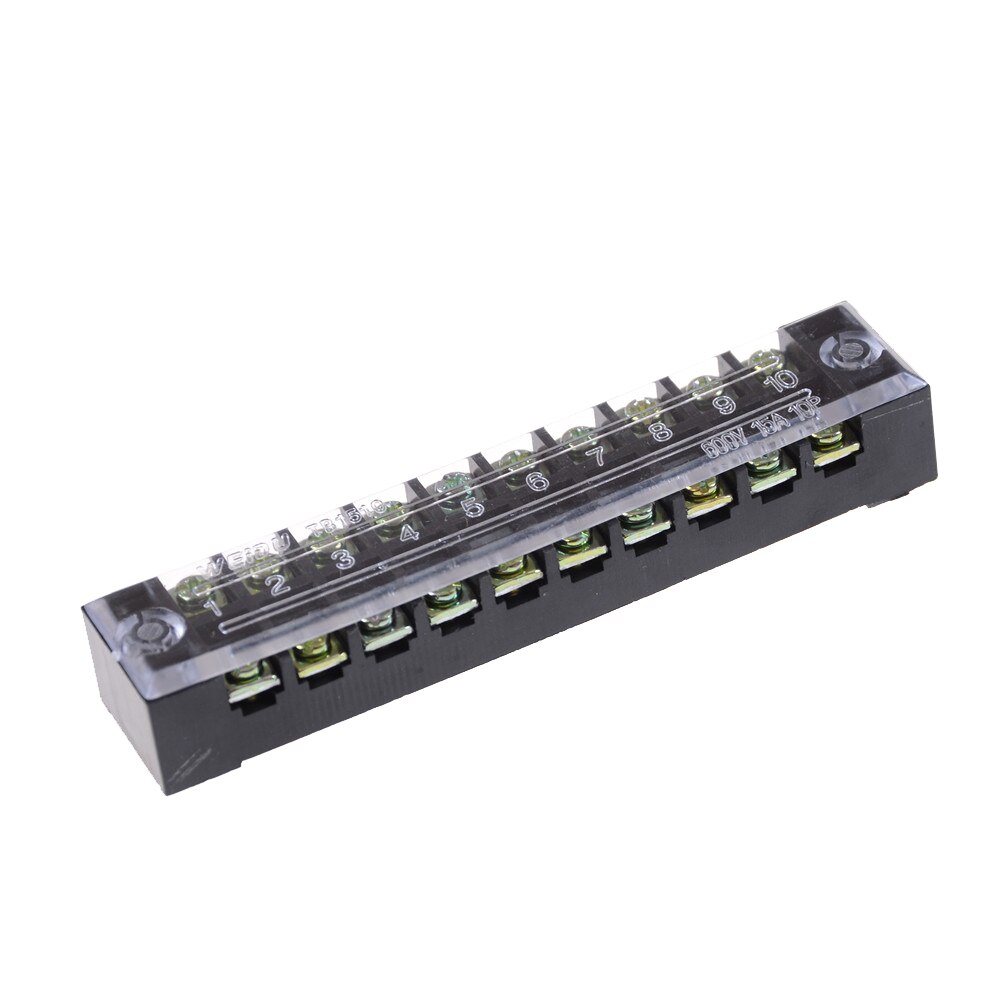 1pc Top 600V 15A 10 Positions Dual Rows Screw Terminal Block Barrier Strip Block Wire connector