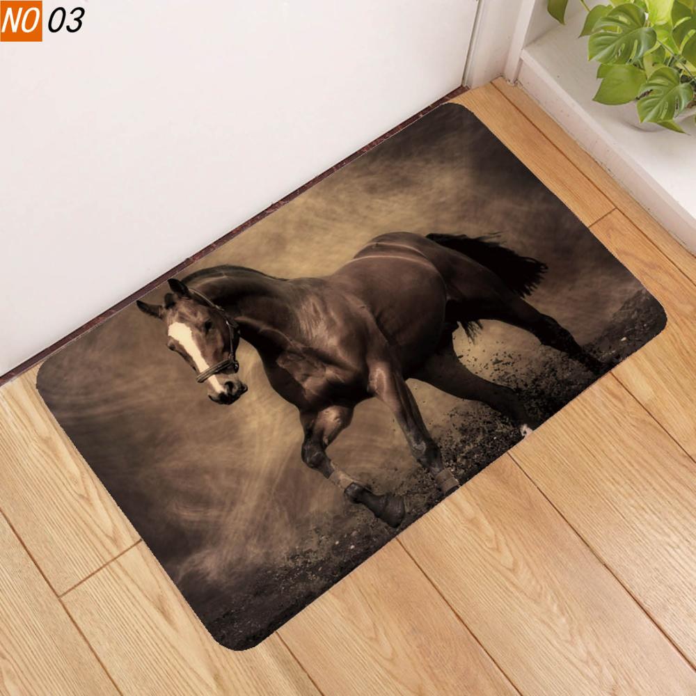Sholisa anti-dérapant salle de bain tapis tapis sol tapis de bain 3D imprimé cheval Absorption d'eau salon toilette porte: VIOLET / 50x80CM