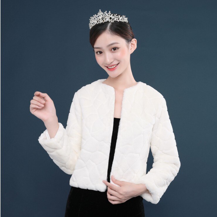 Cause Long Sleeves Wedding Bolero Ivory Red Bridal Jackets Accessories Spring Woman Prom Party Coat Faux Fur Wrap