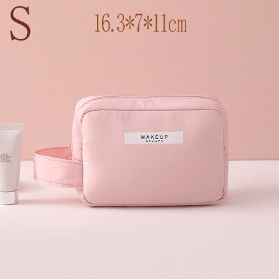 Travel Cosmetic Bag Beautician Make up Bag Quick Makeup Bag Purse Toiletry Bag Organizer Pink Makeup Pouch Waterproof Handbag: Pink A