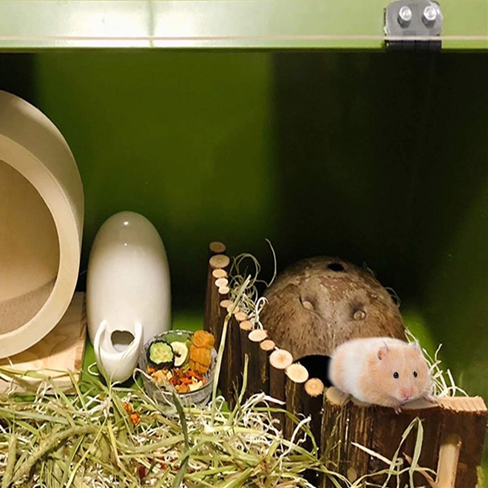 Pet Hamster Small Wooden Bridge Sleeping Nest Adjustable Enclosure Cage Equipment Tortoise Lizard Hedgehog Shelter Ladder X8