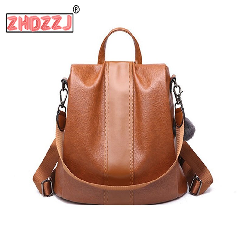 Leather Anti-theft Women Canvas Backpack School Bags For Teenagers Ladies Casual Patchwork Rucksack Shoulder Bookbags