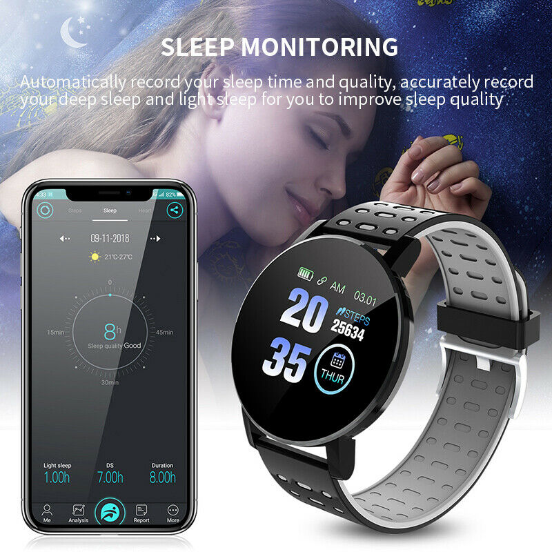 Smart Bracelet Wodoodporna Opaska Fitness - Kolorowy Wyświetlacz LCD - Włókno Węglowe/Silikon