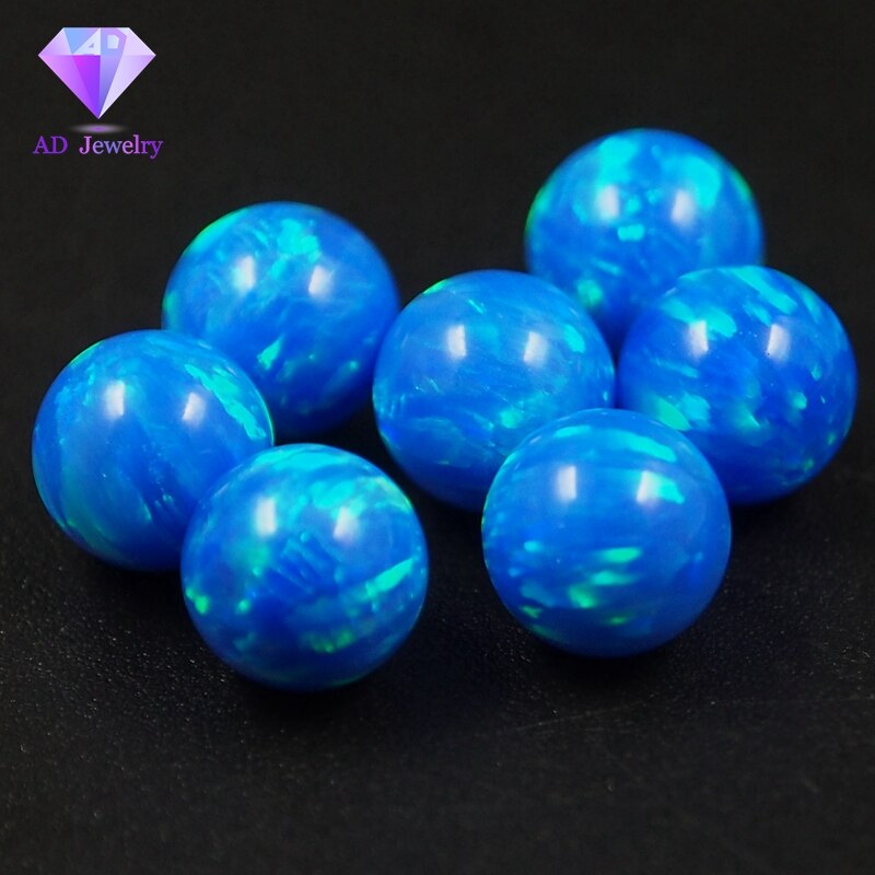 Lab Created Opal beads OP06 Blue Azure Opal Full Drilled Ball Opal Beads