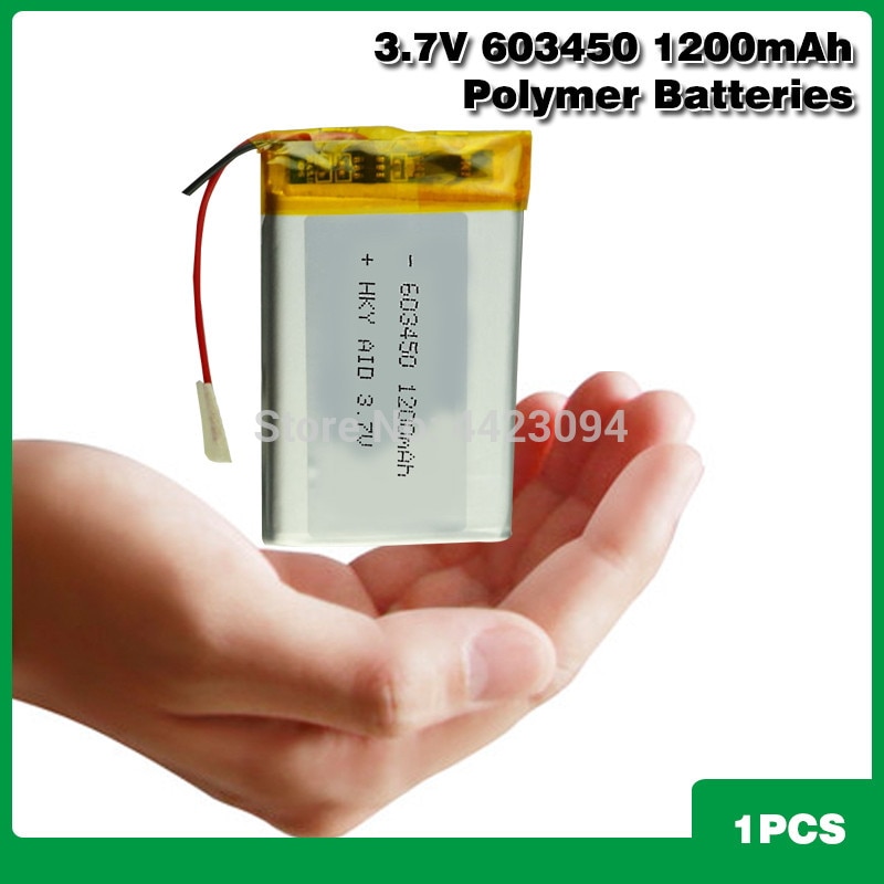 Batería LiPo de polímero de litio de 3,7 V, 1200mAh, 603450, 3 cables para GPS, PSP, DVD, almohadilla móvil para videojuegos, libros electrónicos, tableta PC: 1PCS