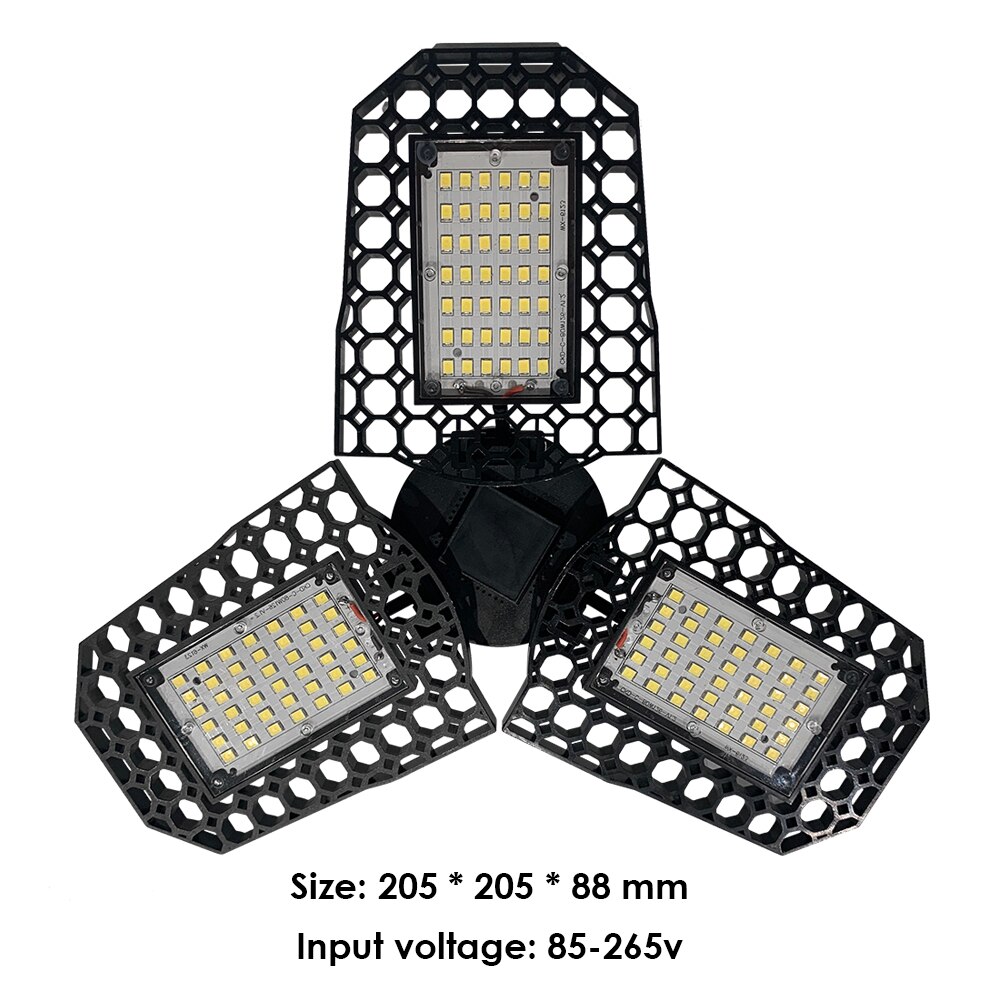 Praktisk  e27 3- blade deformerbart led lys multifunktionel praktisk foldelampe til hjemmelager værksted garage: D