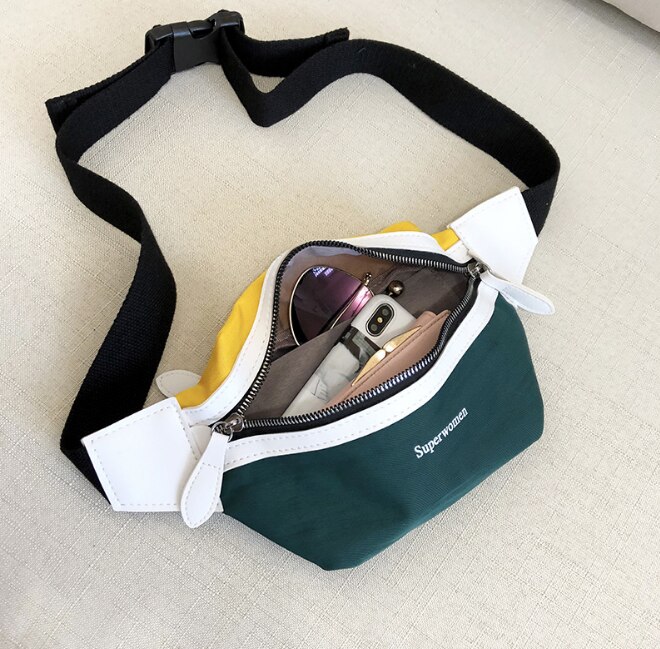 Saco da cintura feminina 2020 nova lona lazer panelled fanny pacote para meninas carta bum saco packs moda peito saco crossbody cinto