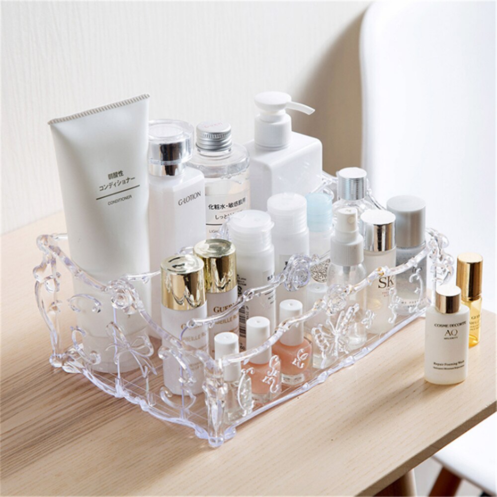 Makeup Organizer Storage Box Drill Polish Lipstick Nail Organizer Cosmetic Jewelry Box Holder Transparent Multiple Grid Acrylic