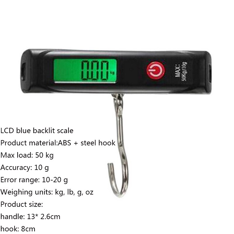 40kg/100g LCD Digital Electronic Scale Luggage Scale Portable Travel Suitcase Bag Hanging Scale Weight Balance Handheld: Green