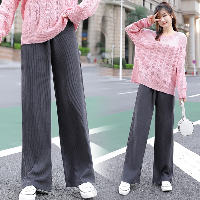 Clothes for Pregnant Women Maternity Pants Spring Autumn Wear Casual Wide Leg Trousers Corduroy Loose Pregnancy Pants