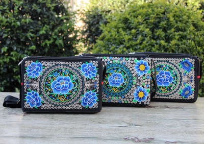 Nationalen Stickerei Einkaufen Handtasche! Heiße Blumen Bestickt Drei-Zipperr taschen Ethnische Nationale Top Bohemian Dame leinwand Träger