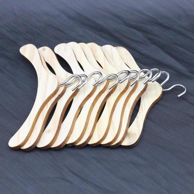 10 stk mini trehenger barnedukke kleshenger oppbevaringshylle hengerstativ antiskli klut praktisk dress kleshenger  #926