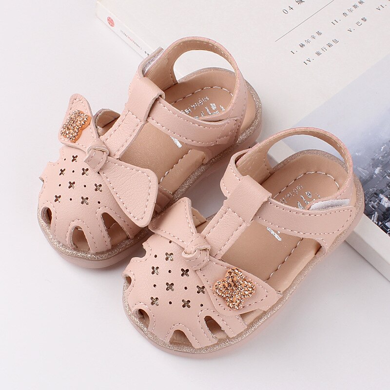 Binnenzool 12-14Cm Platte Zomer Meisje Sandalen Prinses Boog Sandalia De Baby