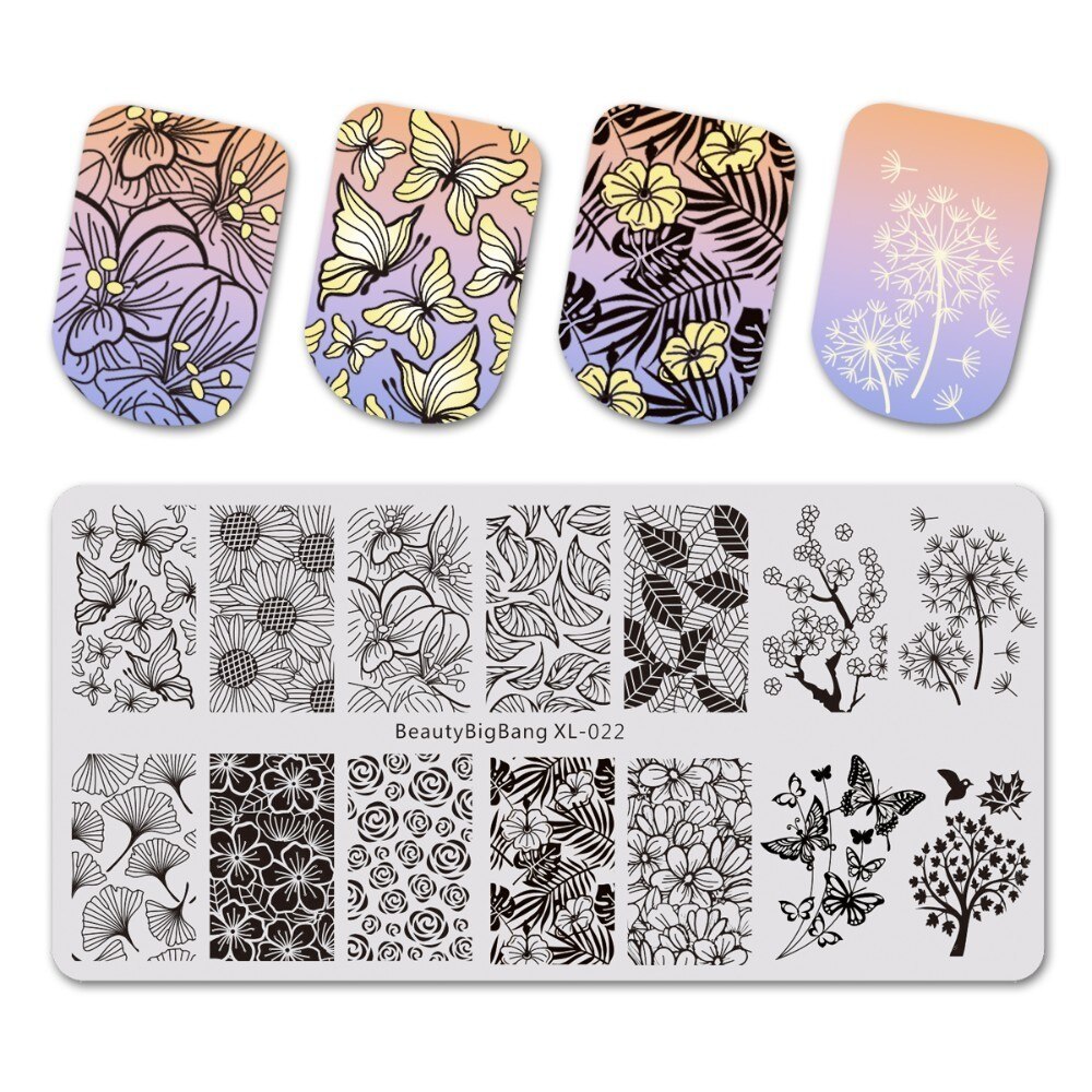 Beautybigbang leimauslevyt englanniksi sanat ab  c 6*12cm ruostumaton teräs kynsitaide leima manikyyri työkalu stensiili muotti kynsilevy: Xl -022