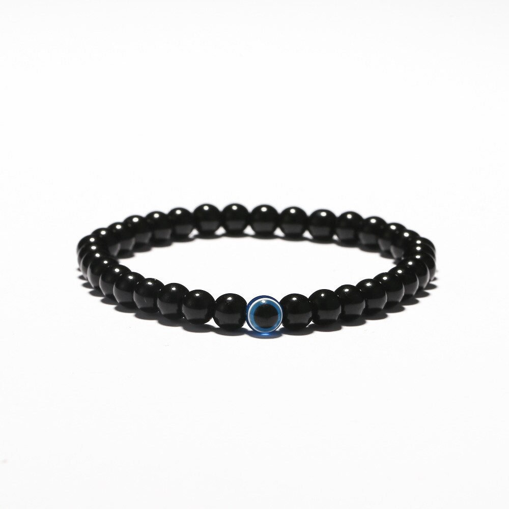 3 taille turc mauvais yeux Bracelet noir pierre naturelle perles obsidienne hommes Braslet pour homme Yoga main bijoux accessoires