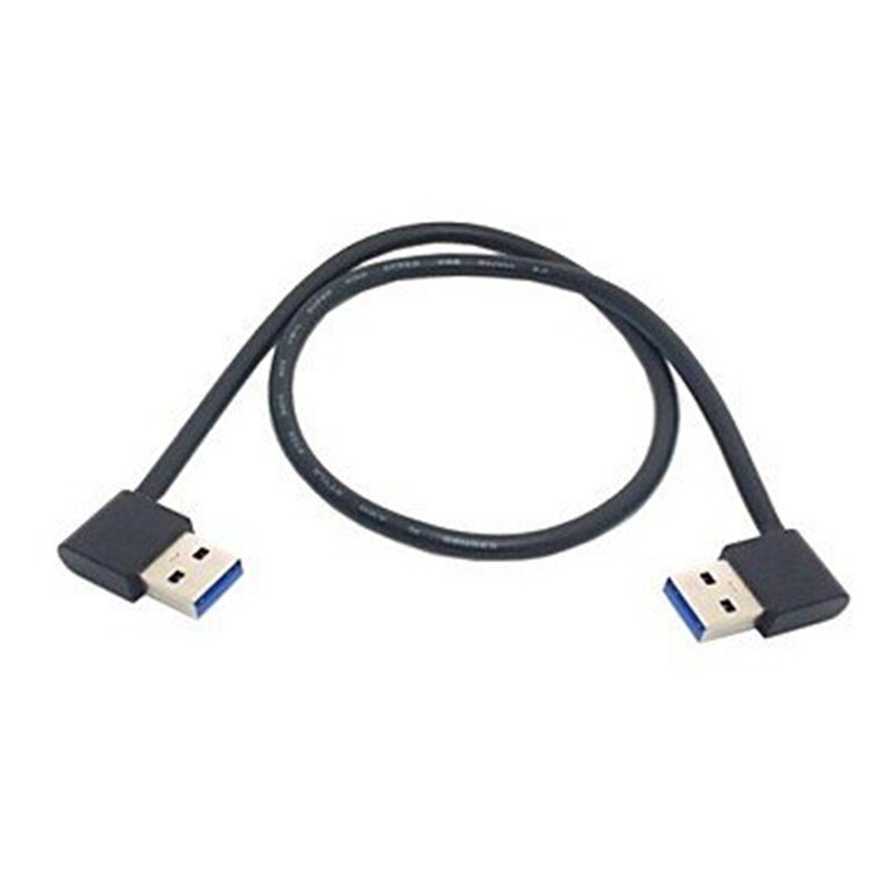 USB 3.0 Type A Male 90 Degree Left Angled to Right Angled Extension Cable Straight Connection 0.5M 1.5FT: Default Title