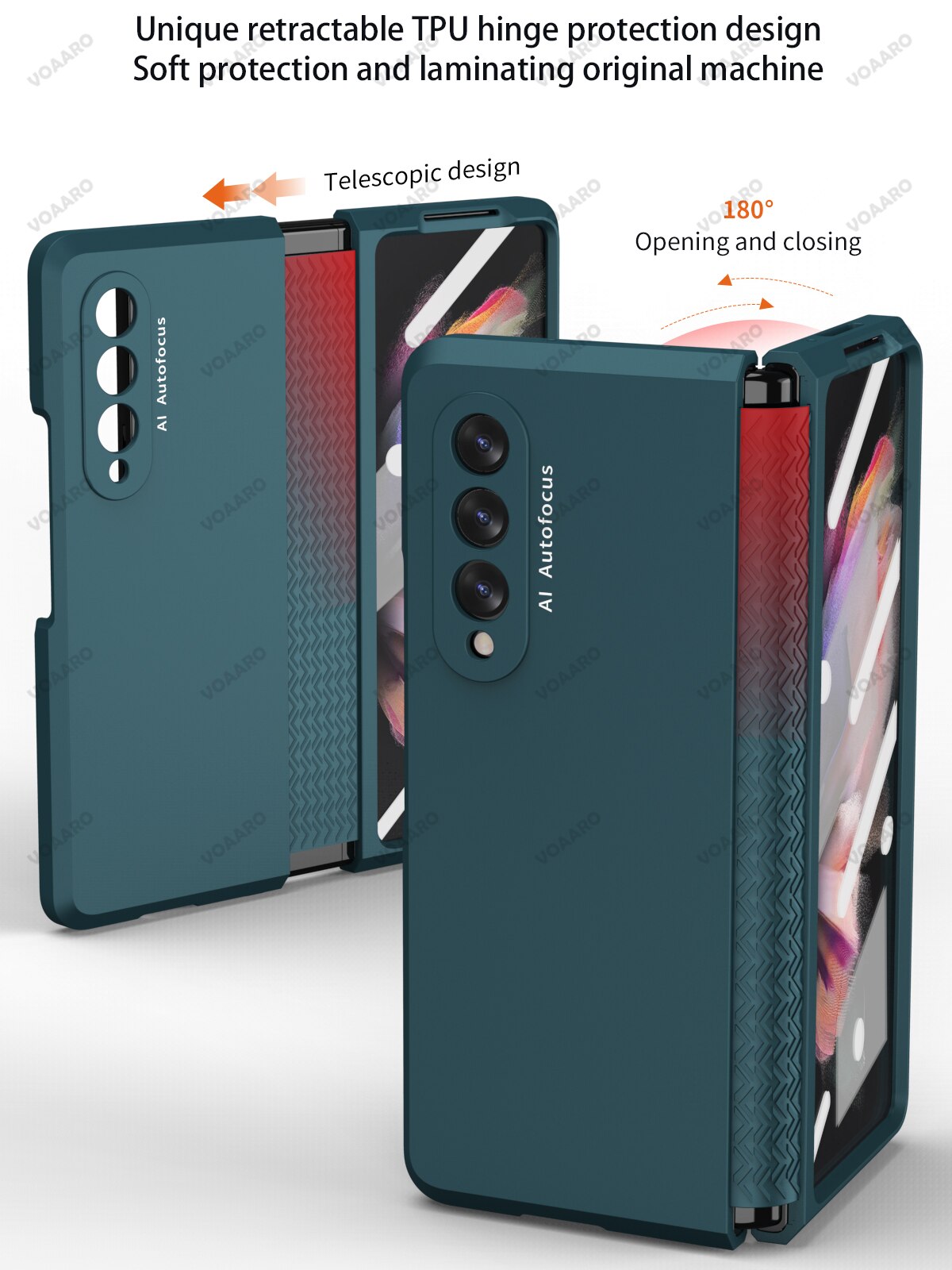 Para samsung galaxy z dobrar 3 dobradiça caso com filme de vidro frontal para galaxy z dobrar 3 5g tpu dobradiça caso completo telefone protetor funda