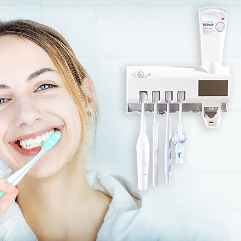 Solar Energy UV Toothbrush Disinfectant No need to Charge Brush Cleaning Storage Bathroom Toothpaste Dispenser Holder Sanitizer