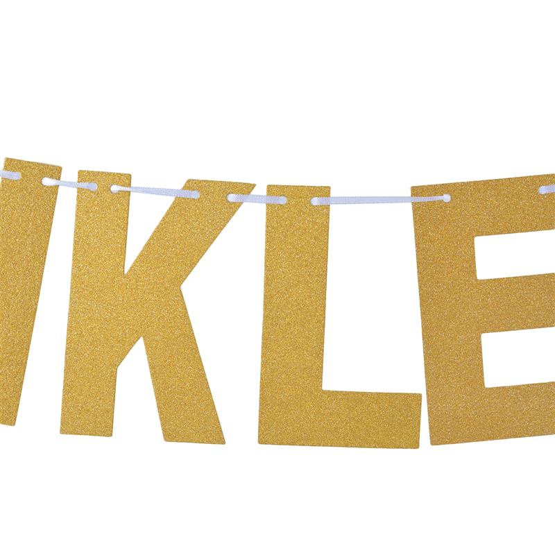 FunPa Party Letter Banner Paper Twinkle Twinkle Little Star Pattern Party Banner Glitter Banner For Baby Shower Party Decor