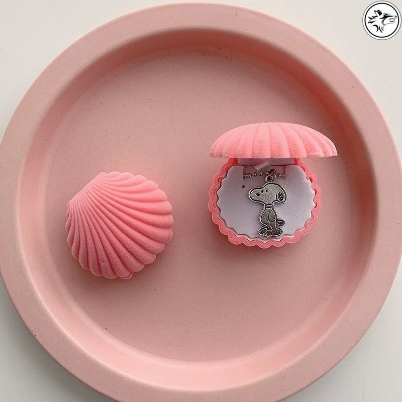 1 Stuk Mooie Fluwelen Schelpen Sieraden Doos Container Wedding Ring Doos Voor Oorbel Ketting Armband Display Box Houder 5 stijl