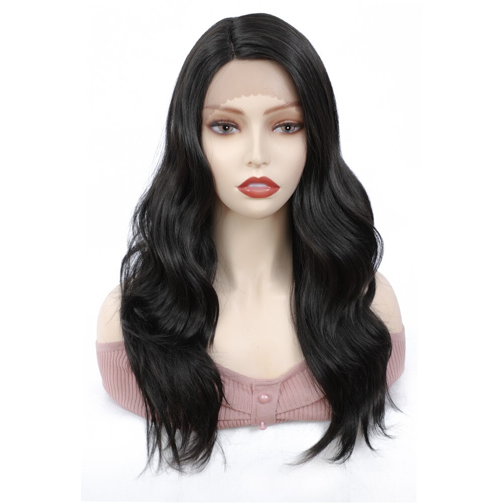 X-TRESS Medium Length Synthetic Wave Black Lace Front Wigs with Natural Hairline Heat Resistant Party Wigs for White Women: 2