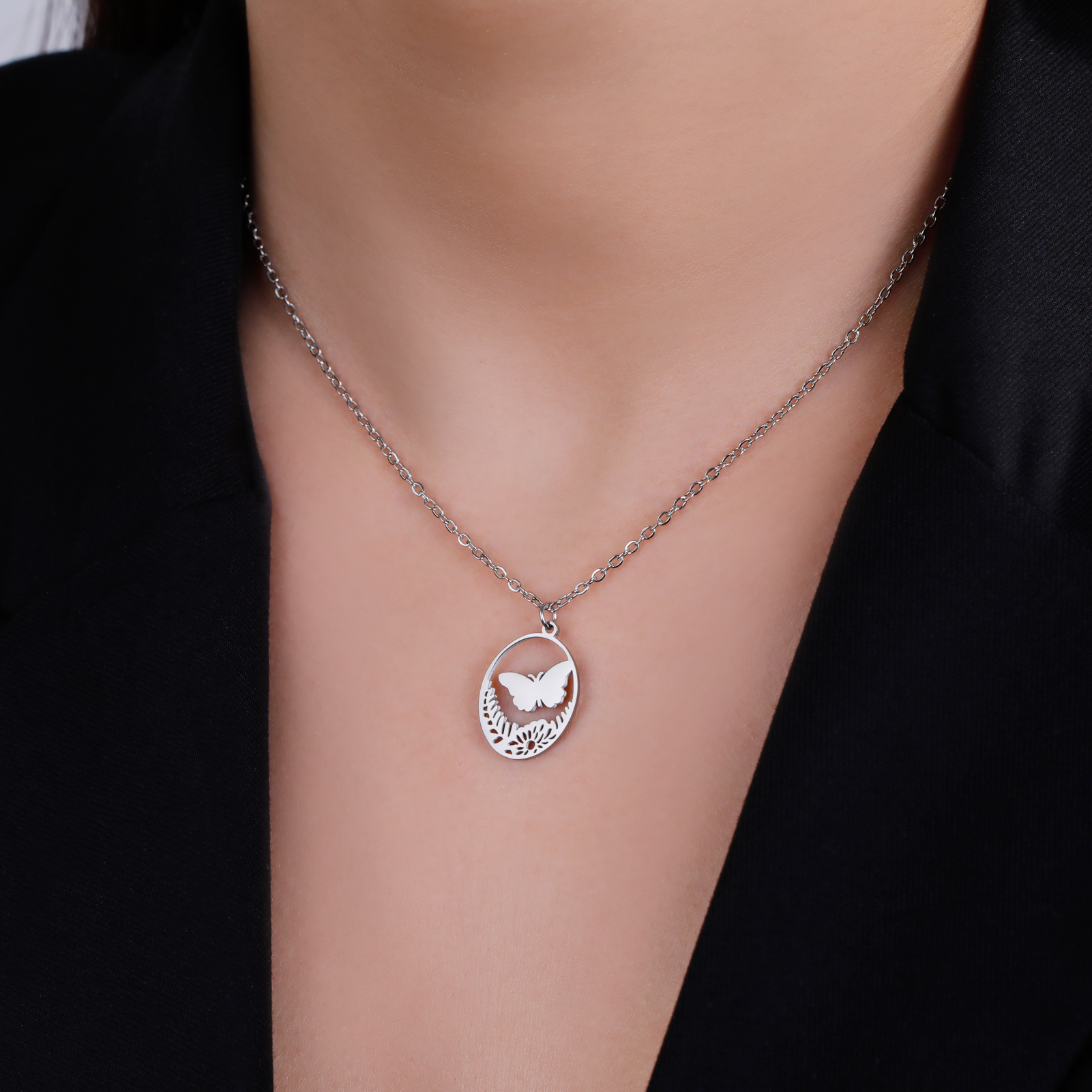 Roestvrijstalen Holle Ellips Dieren Hangers Ketting Meisjes Mode Schattige Konijn Vogels Serie Ketting Ketting Sieraden Voor Vrouwen