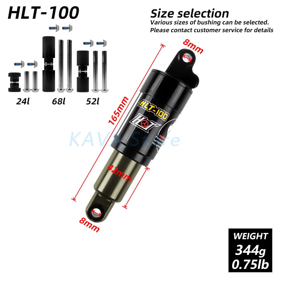 HLT-100 Mtb Rear Shock Suspension 125Mm 150Mm 165Mm 185Mm 850lbs 1000lbs Olie Lente Berg Fiets Shock: 165mm x 750lbs