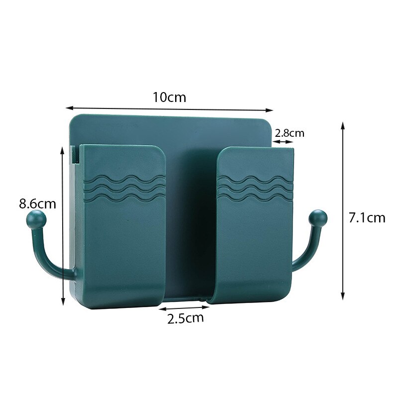 Wall Mounted Storage Box Mobile Phone Plug Holder Stand Rack Remote Control Storage Organizer Case For Air Conditioner TV: 2-green