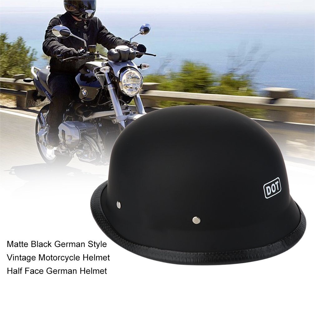 Motorhelm M/L/Xl Matte Zwarte Duitse Stijl Vintage Duurzaam Half Gezicht Duitse Helm Motorhelm