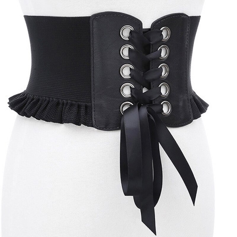 Ceinture Corset large pour femmes, élastique, taille haute, pour robe manteau, rouge