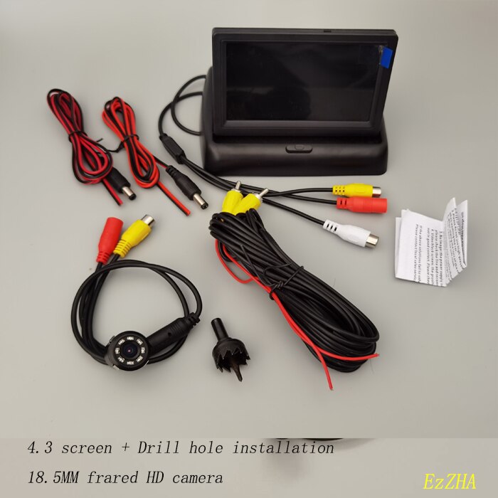 Car Monitor 4.3 inch Foldable TFT LCD Display Rear View Reversing Camera Mirror Parking Assistance Rearview Monitors NTSC PAL: 4.3screen18.5infrare